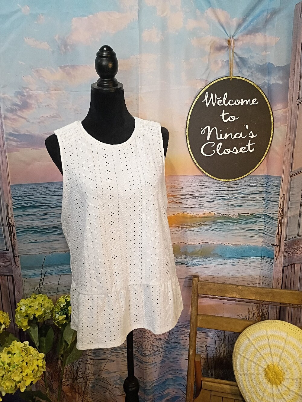 Michael Kors White Sleeveless Top